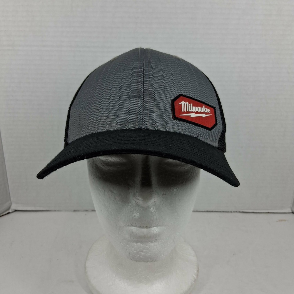 Milwaukee Gridiron Trucker Hat Grey Black Snapback Mesh Cap RN 150428